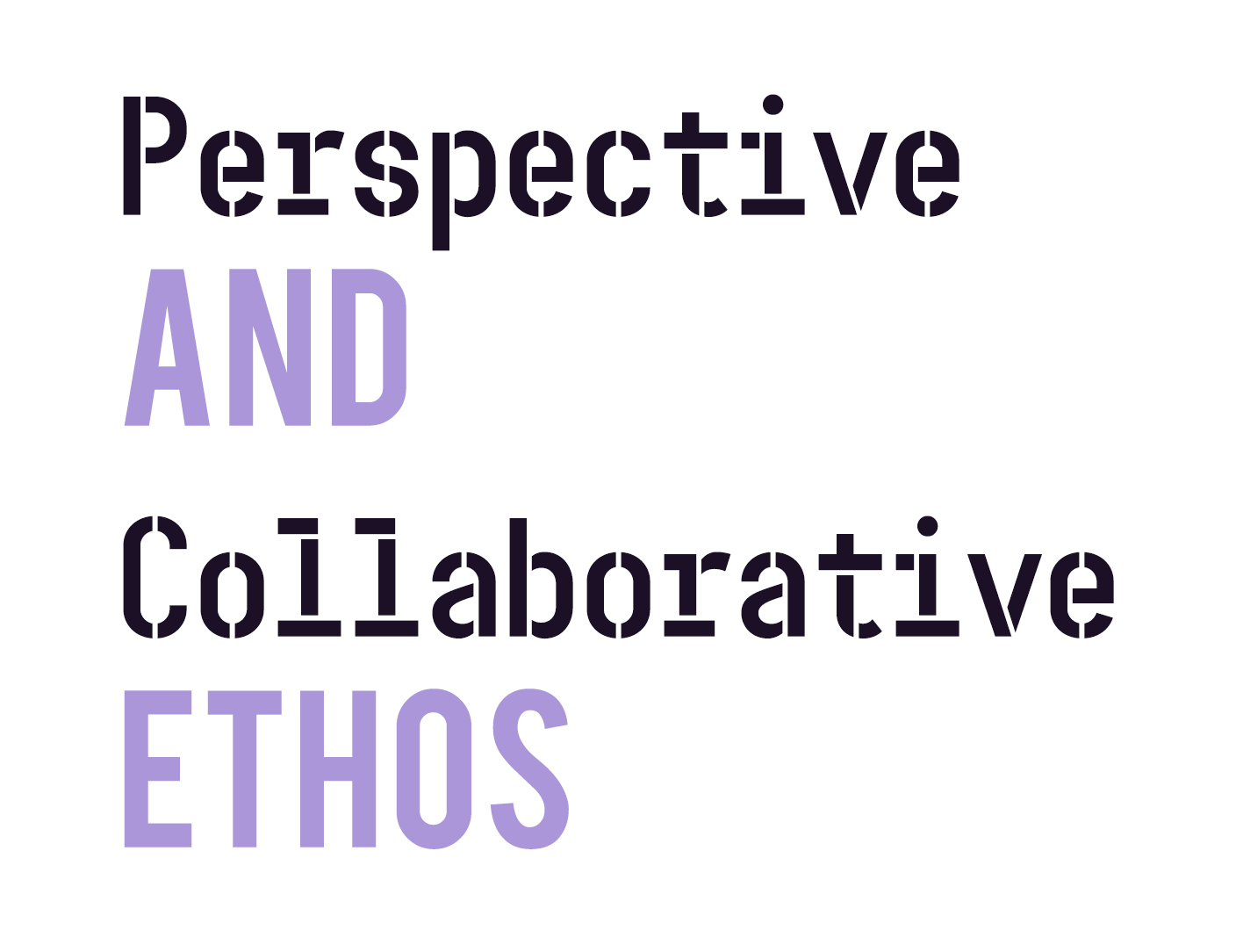 graphic section header: perspective and collaborative ethos